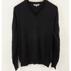 Lynon 100% Cashmere Men's EU 52 US 42 Large Navy Blue V-Neck Jumper Sweater